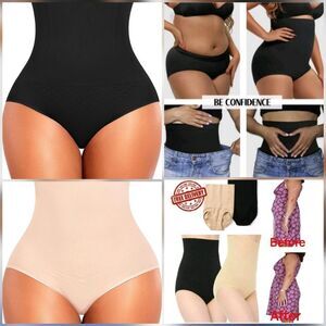 2 Pack Black and Beige Firm Tight Tummy Control Waist Shaper Panty  Large